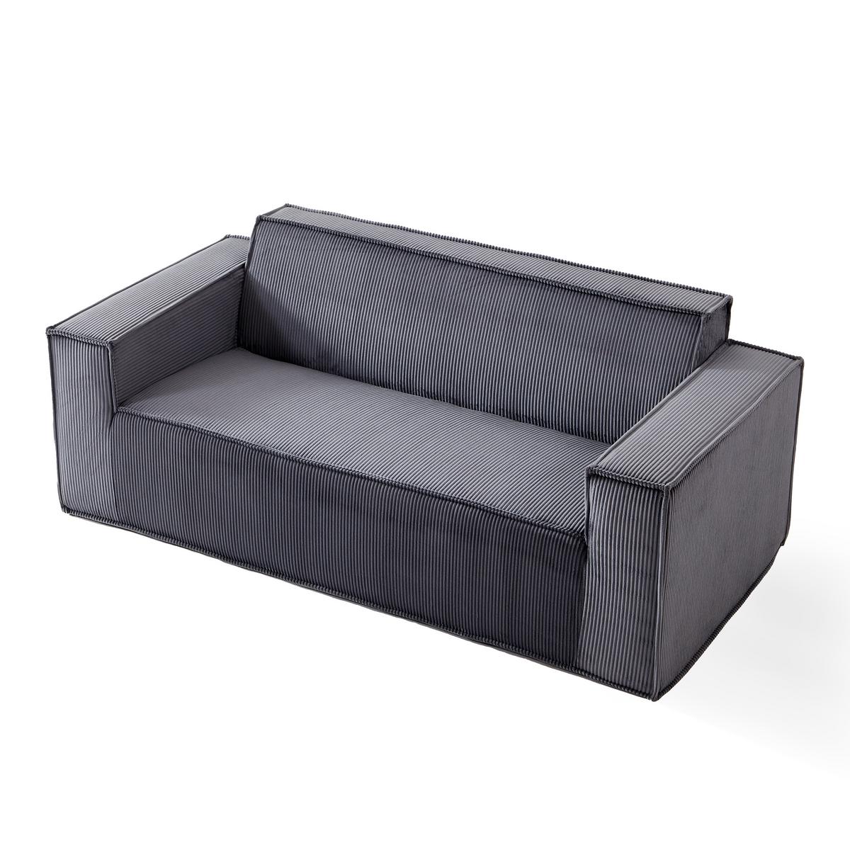 2-SITZER-SOFA Cord Grau mit Federkern, Montagefrei - Grau, Textil (178/70/86cm) - Urban Meuble