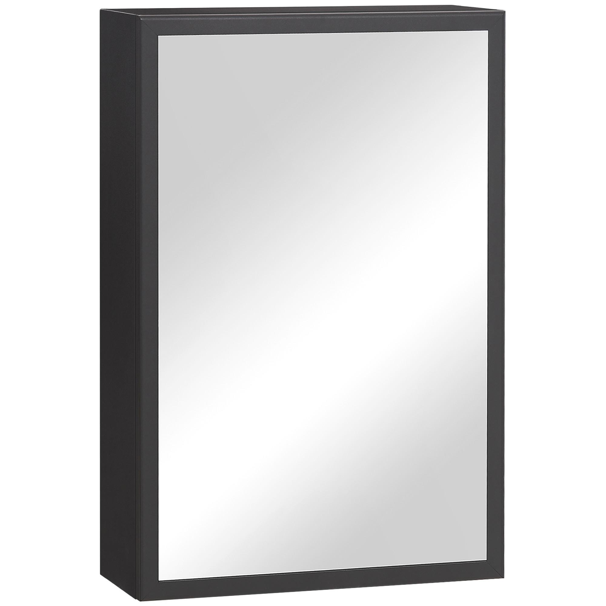 SPIEGELSCHRANK mit 3 Schichten, für Badezimmer, Schlafzimmer, Edelstahl, Schwarz - Schwarz, Glas (40/60/15cm) - Kleankin