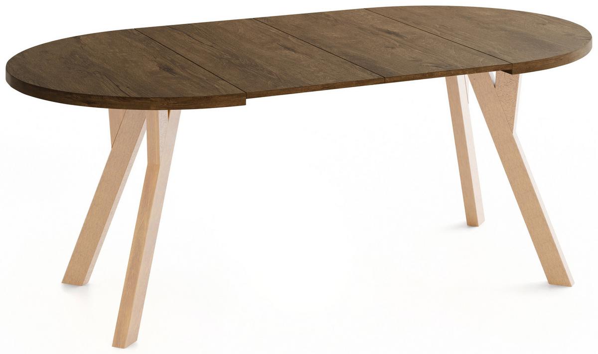 ESSTISCH Avero rund, ausziehbar, Massivholzbeine aus Buche, Eiche Braun Rustikal 90-190/90/77 cm - Hellbraun/Alteiche, Holz/Holzwerkstoff (90/190/76.5cm) - WFL GROUP