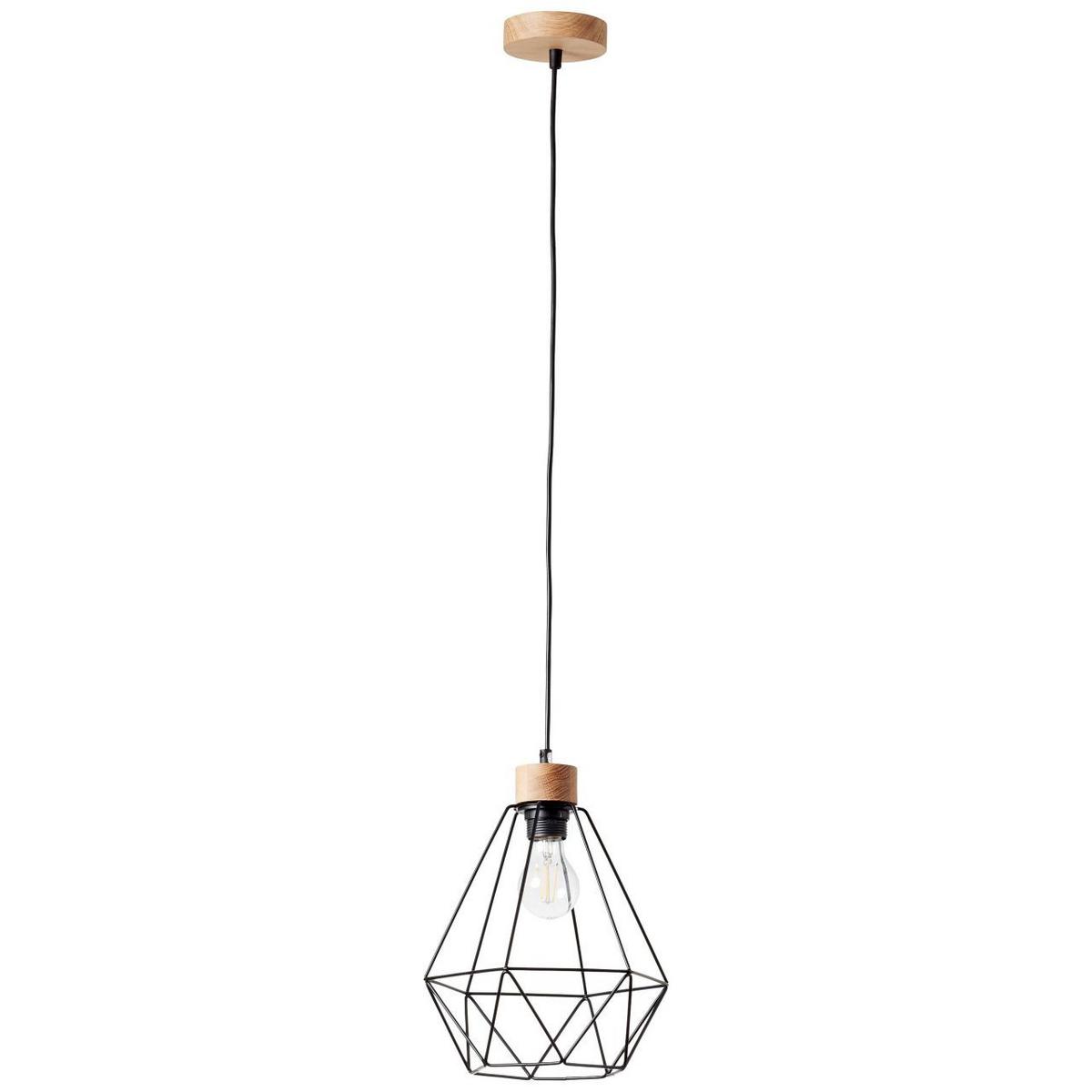 PENDELLEUCHTE Drewno 99530/76 - Schwarz, Holz (25/25/110cm) - Brilliant