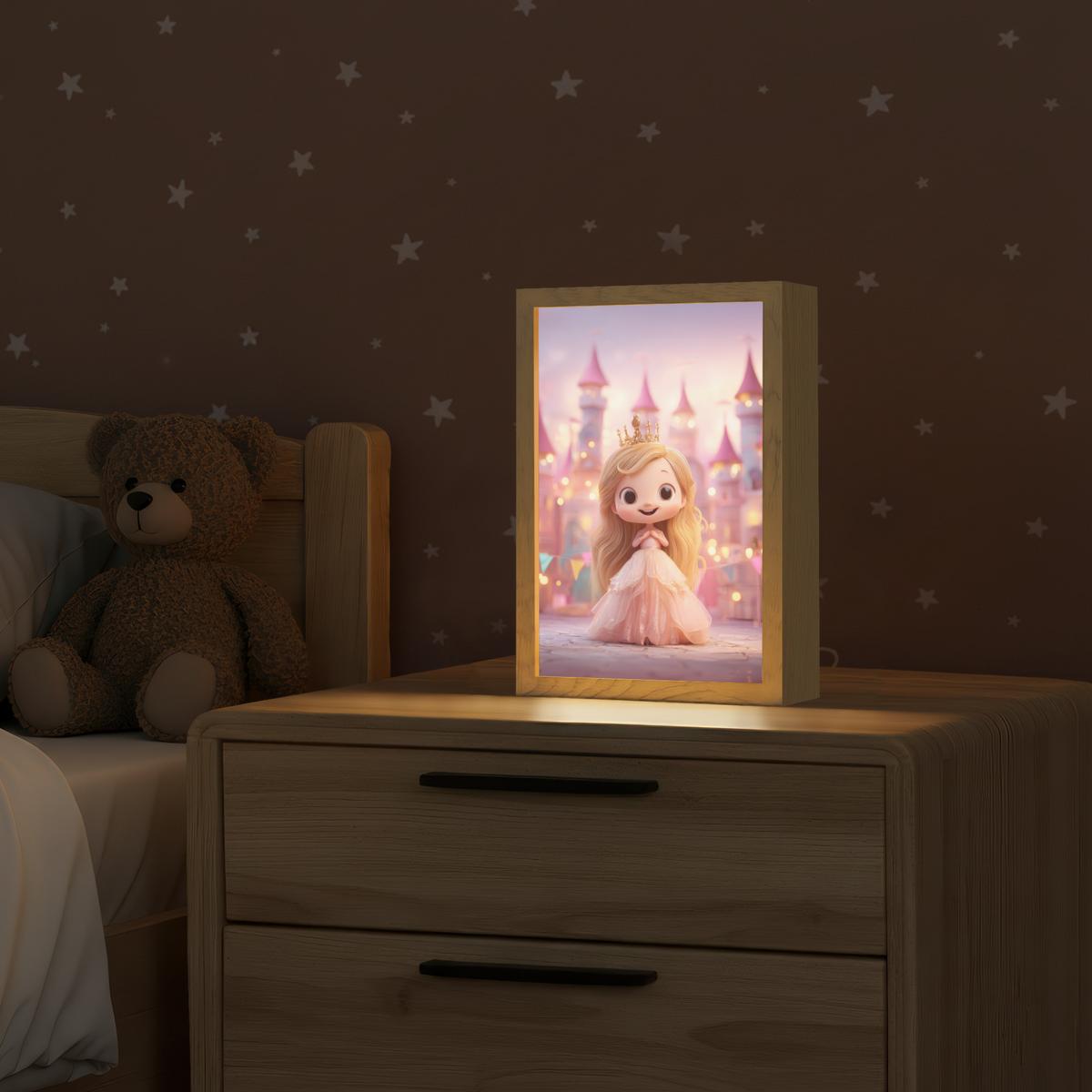 NACHTTISCHLAMPE Prinzessin - Rosa - Schloss 20x30 cm - Rosa, Holzwerkstoff (8/20/30cm) - OnlyWow