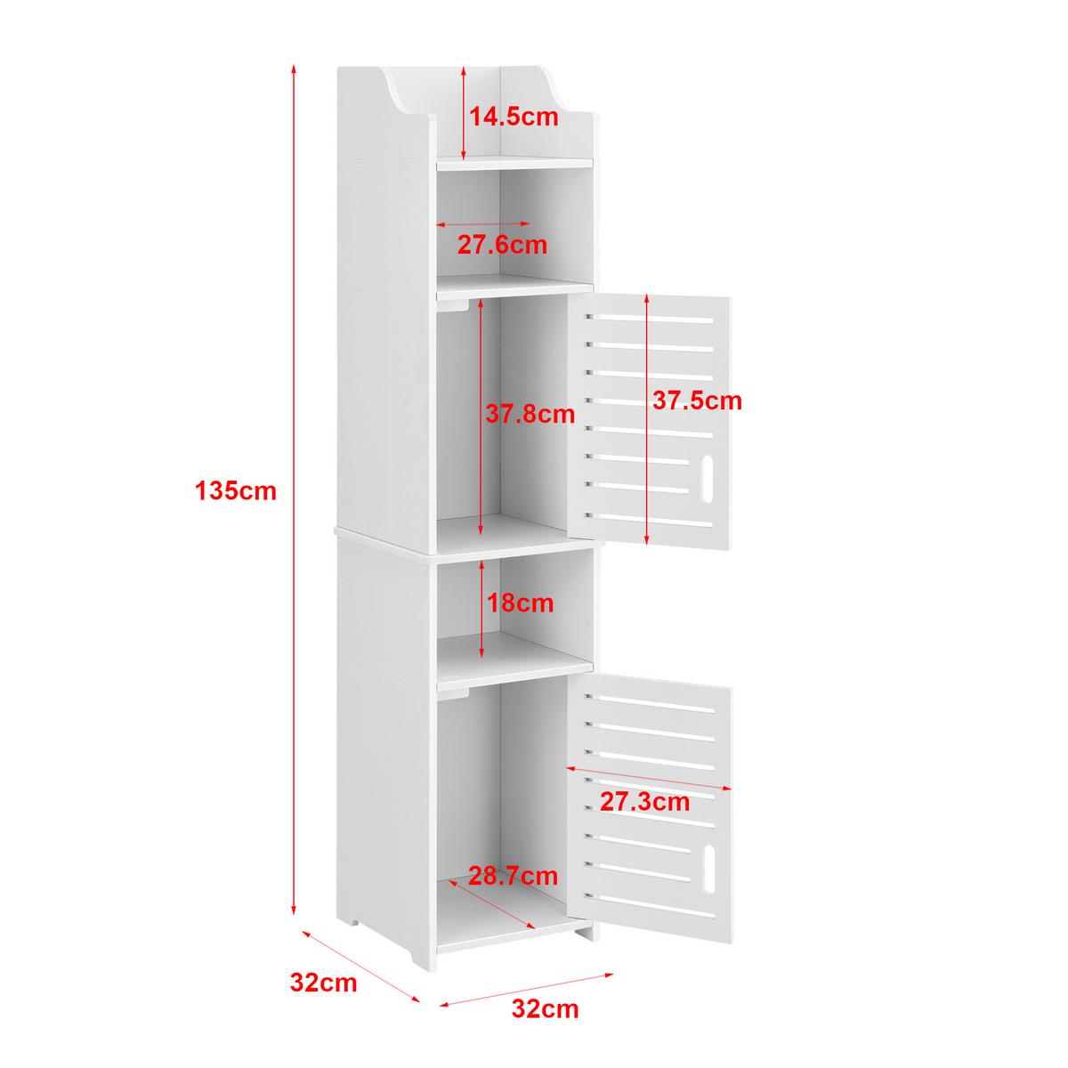 HOCHSCHRANK Mora - Weiß, Kunststoff (32/135/32cm) - [en.casa]