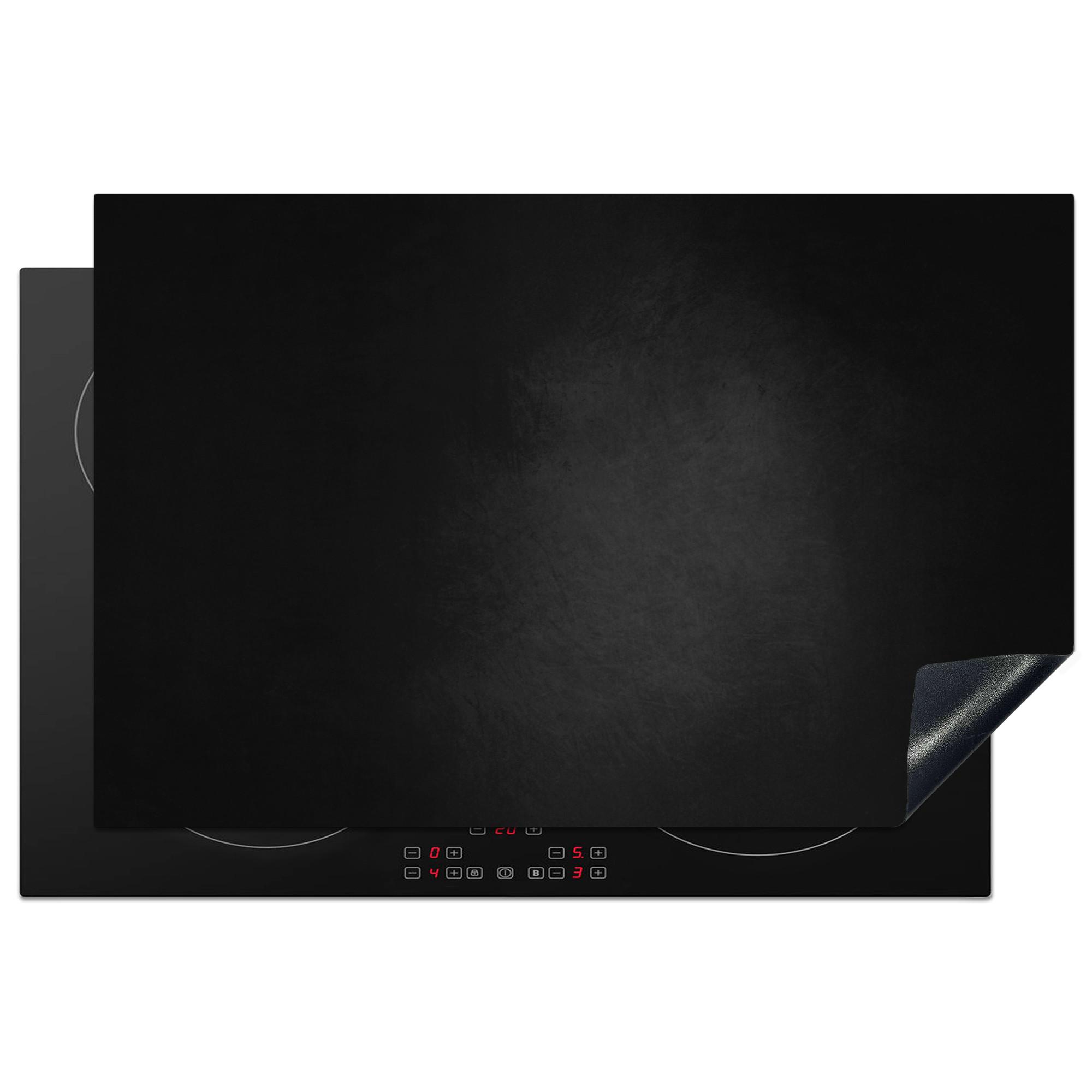 HERDABDECKPLATTE Beton - Schwarz - Grau - Strukturiert - Industriell Induktionsschutz 81.6x52.7 cm - Graphitfarben, Kunststoff (81.6/52.7/0.2cm) - MuchoWow