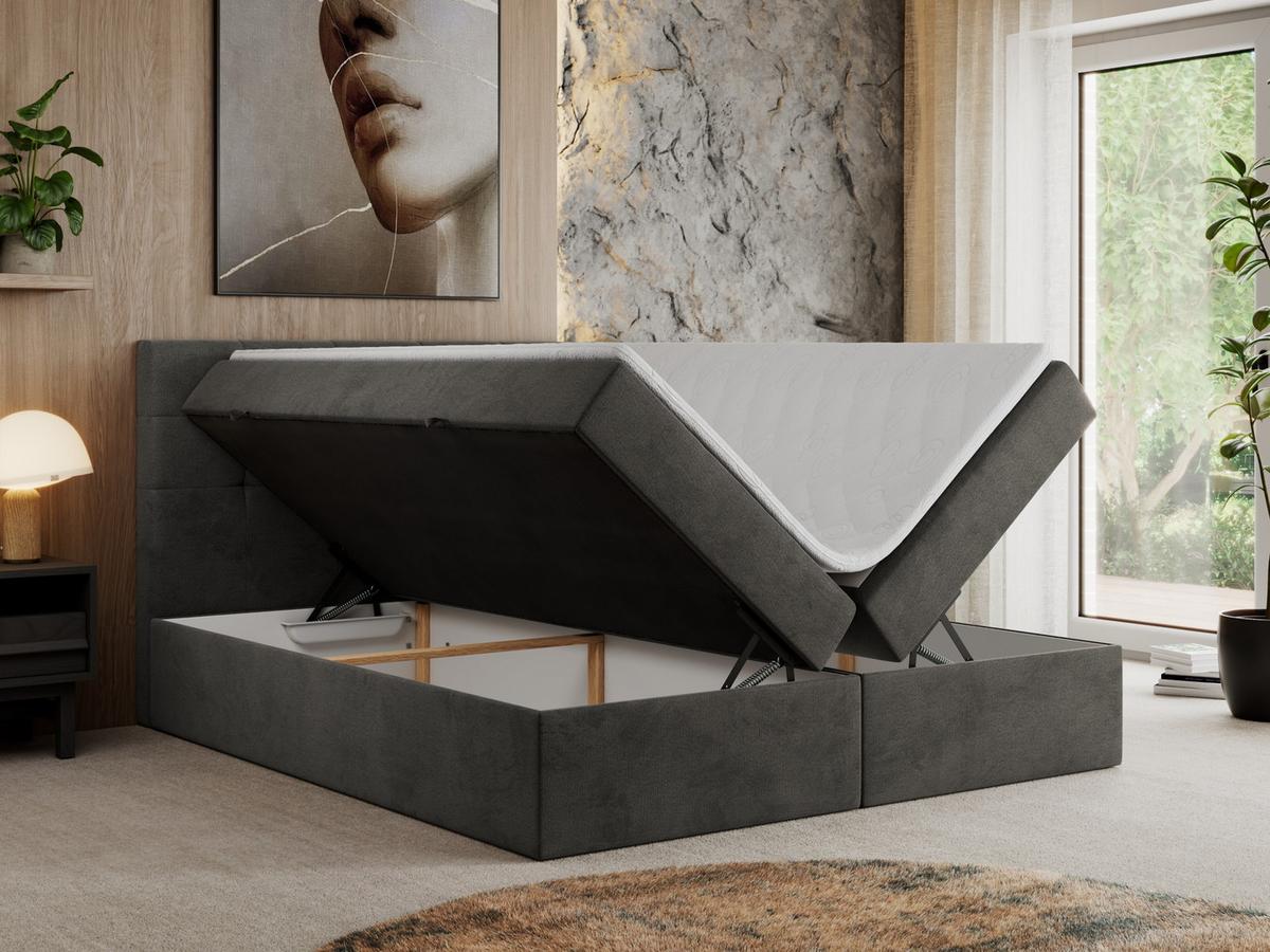 BOXBETT CENTO 120/200 Grau Velvet - H3 - Grau, Holz/Textil (120/200cm) - MKS