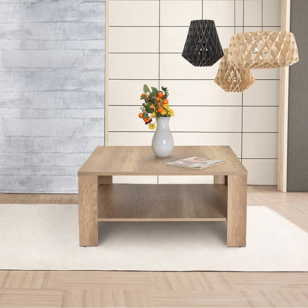 COUCHTISCH mit Ablagefach - lena 90/90/42 cm - Honigeiche, Holzwerkstoff (98/90/42cm) - Calicosy