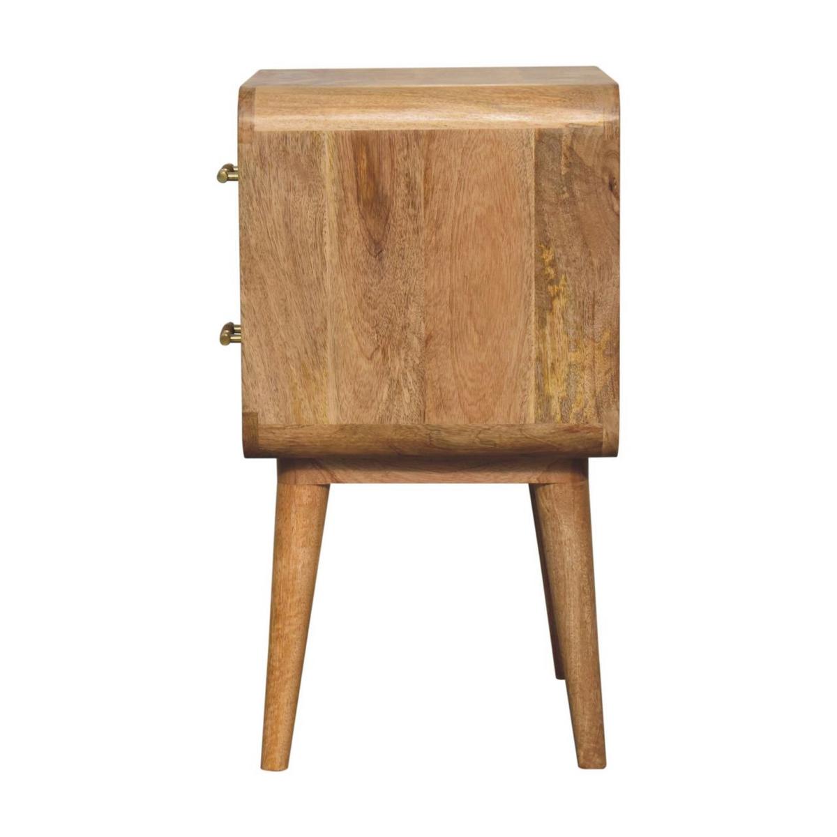 NACHTTISCH T-Bar Riffel, beige - Beige/Messingfarben, Mangoholz/Holz (45/65/35cm) - Artisan Furniture