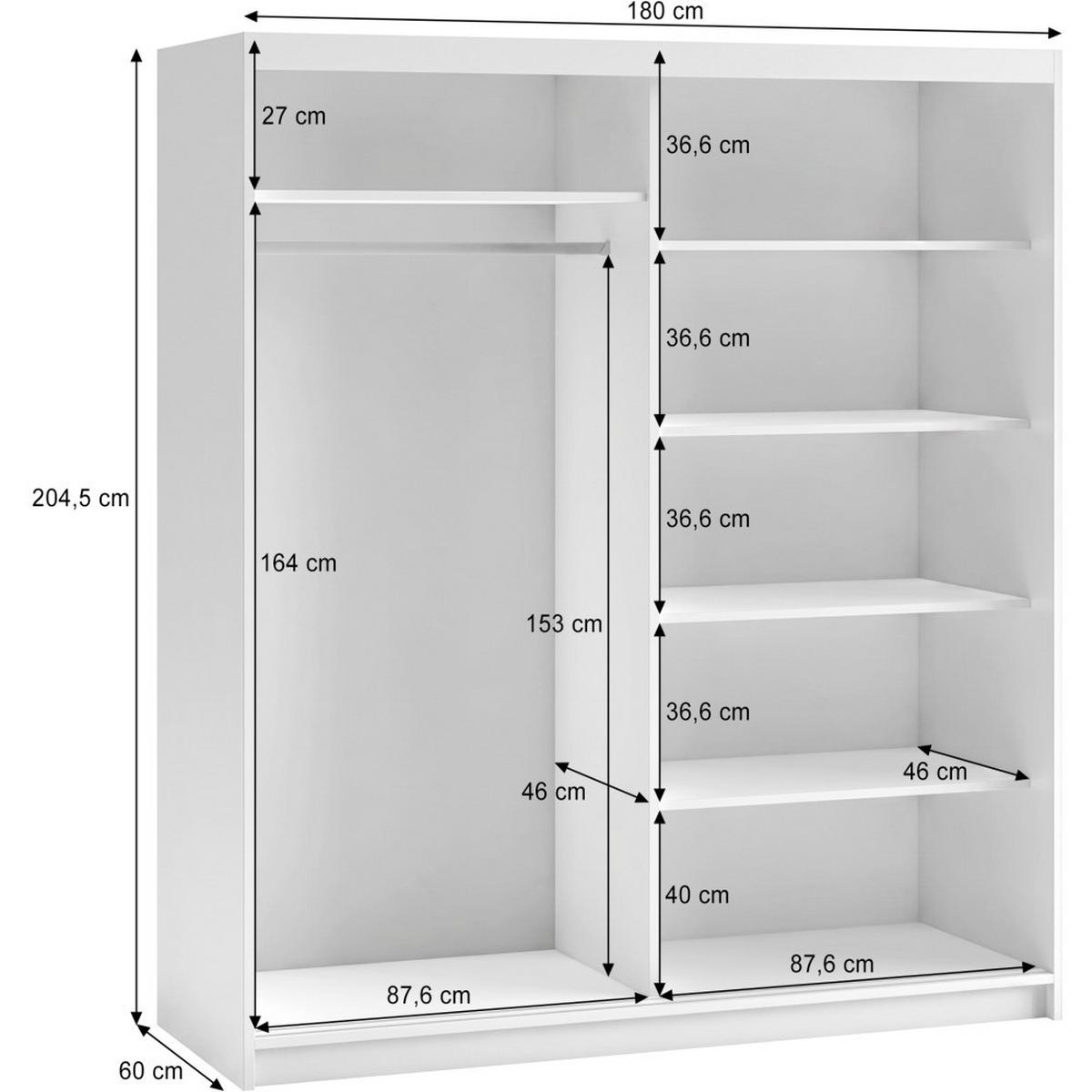 SCHWEBETÜRENSCHRANK Hela mit 2 Türen. 180 cm, eiche Artisan+Schwarz - Schwarz/Eiche Artisan, Holzwerkstoff (180/205/60cm) - Beautysofa