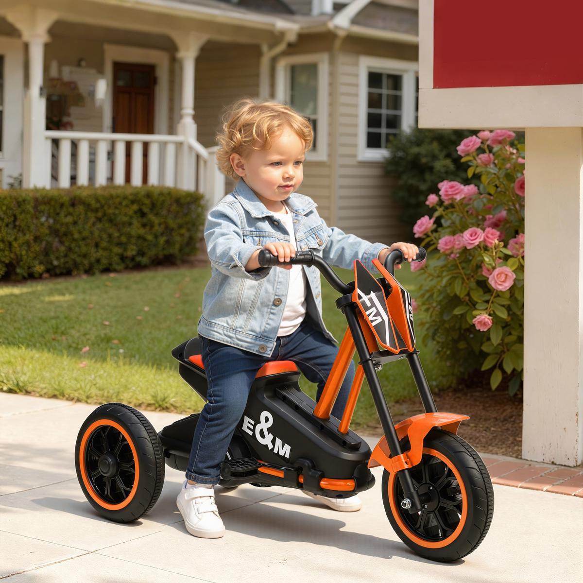 DREIRAD, Kinderfahrrad, Laufrad, Kinderrad mit Pedal für Kinder 18-36 Monaten - Orange, Metall (79/44/50cm) - AIYAPLAY