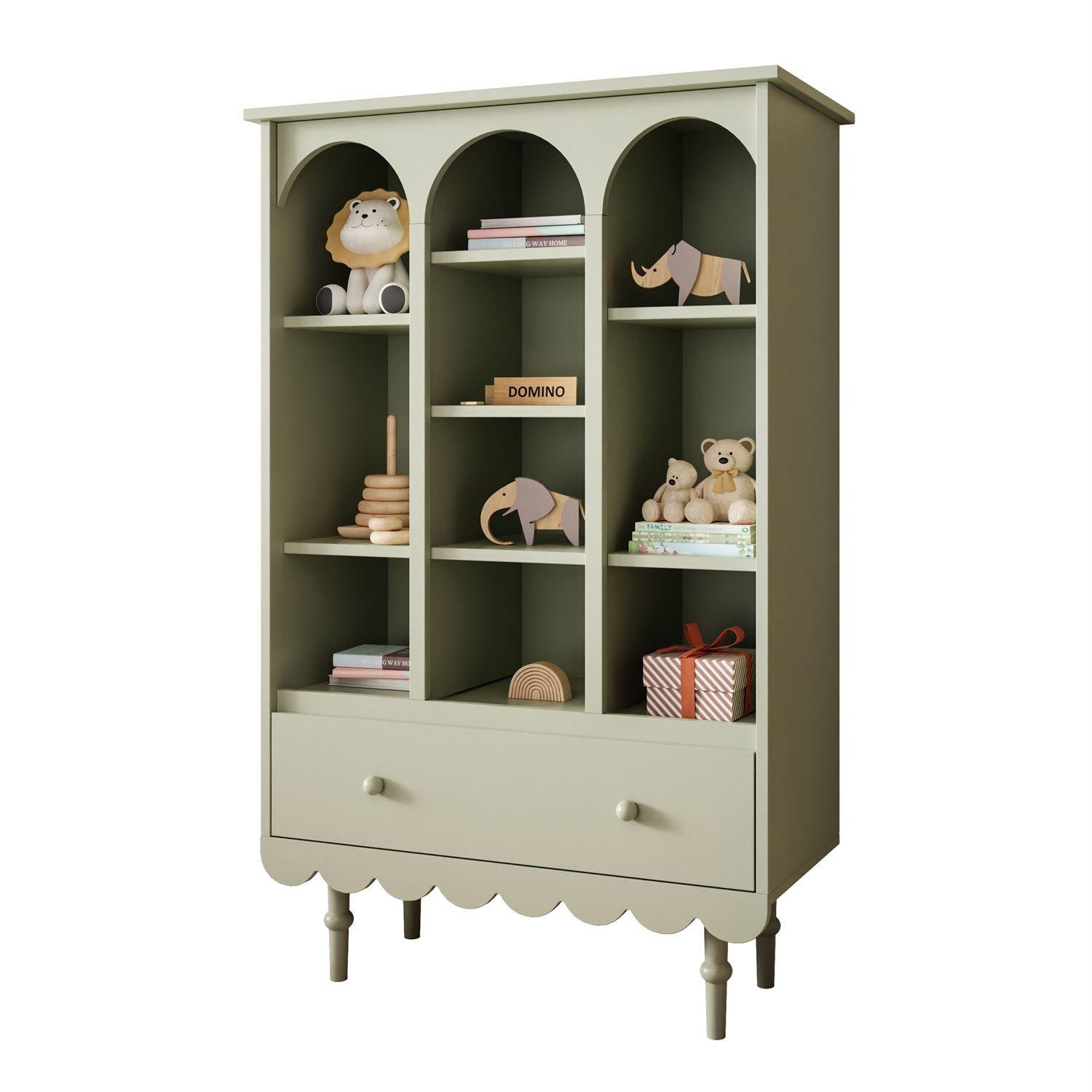 BABYREGAL BABUSHKA, Olivgrün - Olivgrün, Holzwerkstoff (84/140/35cm)