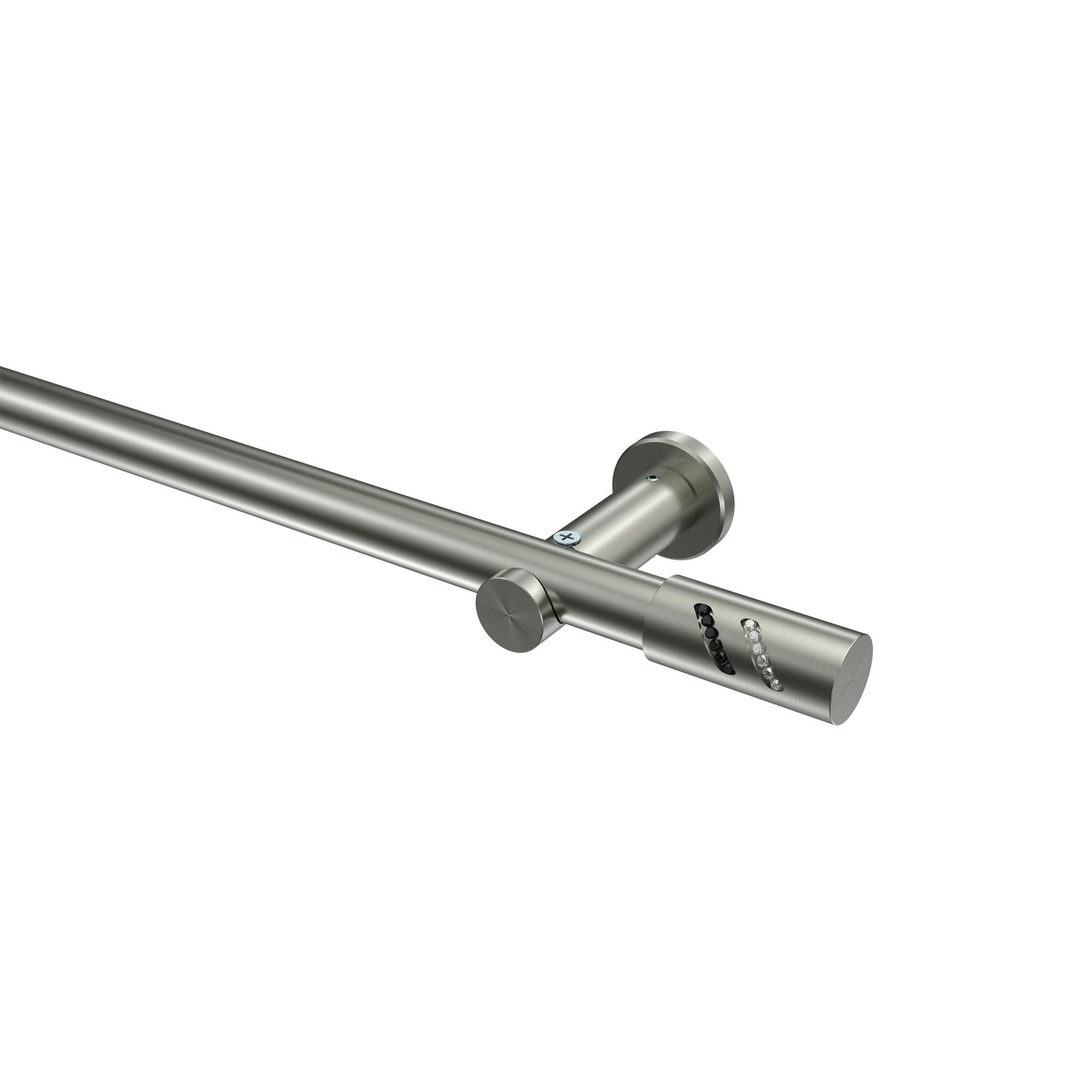 GARDINENSTANGE Platon Zoena 240 cm (geteilt in 2 x 120 cm), 1-läufig (ohne Ringe), 20 mm Ø Edelstahl-Optik - Edelstahlfarben, Metall (240cm) - INTERDECO
