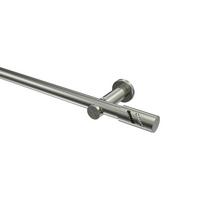 GARDINENSTANGE Platon Zoena 240 cm (geteilt in 2 x 120 cm), 1-läufig (ohne Ringe), 20 mm Ø Edelstahl-Optik - Edelstahlfarben, Metall (240cm) - INTERDECO