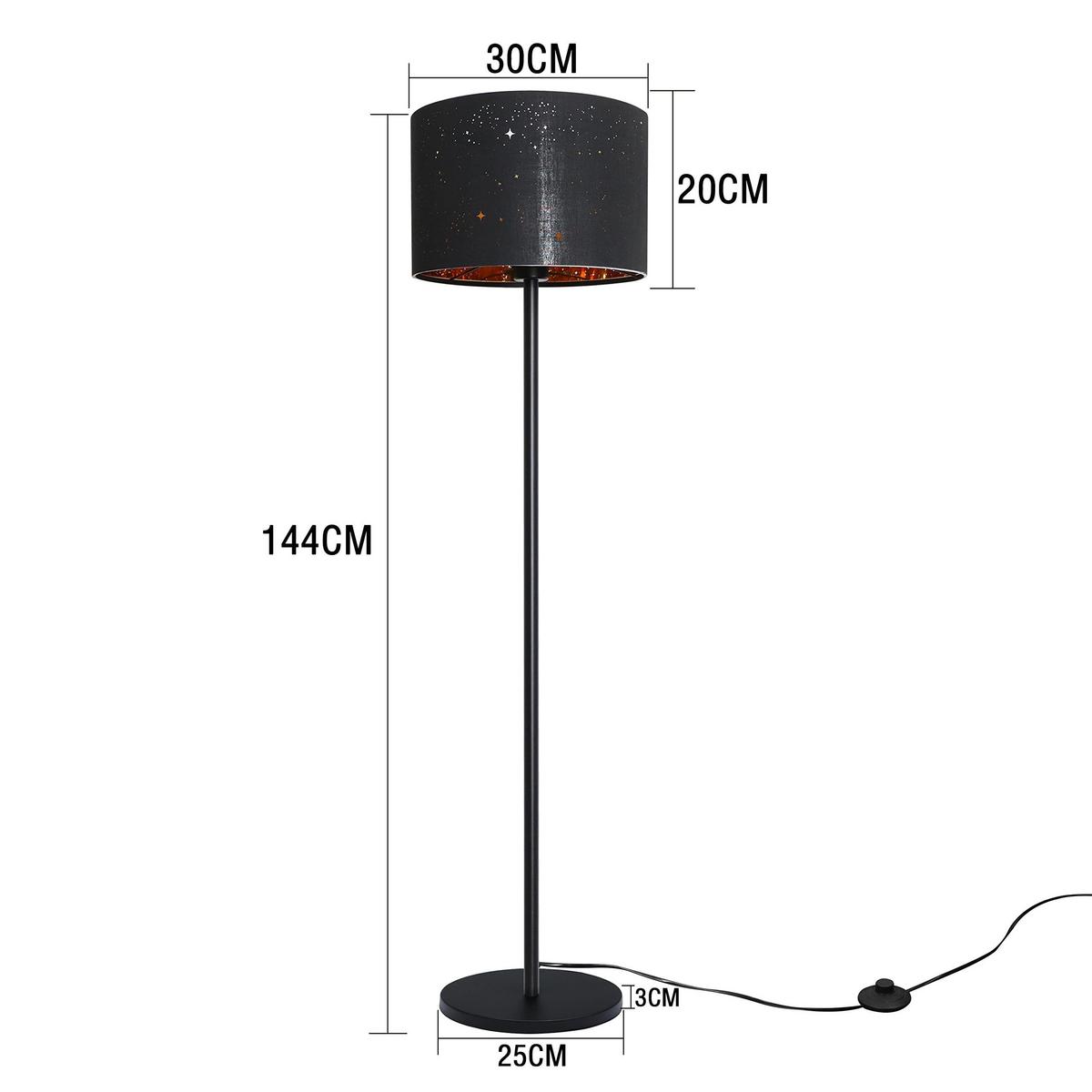 STEHLAMPE Elara 30/30/145 cm - Schwarz, Metall (30/30/145cm) - ZMH