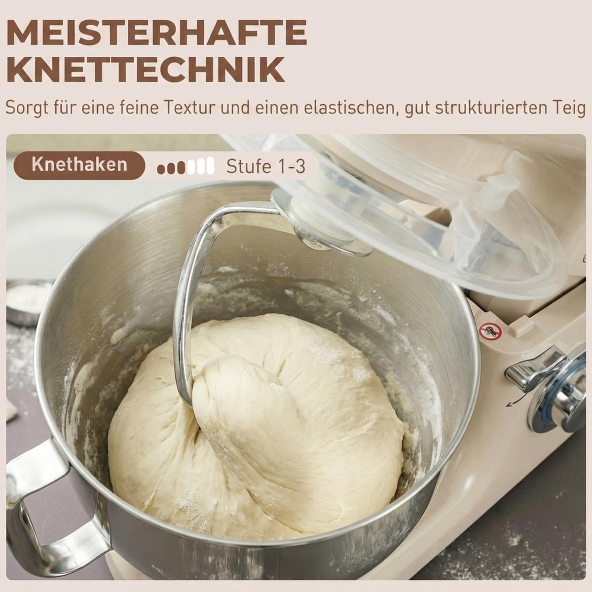 KÜCHENMASCHINE Edelstahl Kunststoff Beige - Beige, Kunststoff (22/29/35cm) - HOMCOM