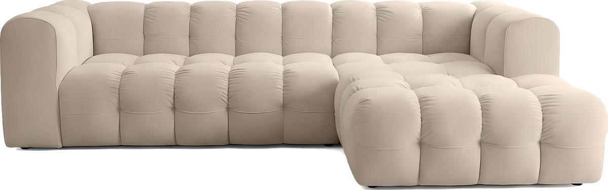 ECKSOFA Mochi L-Form 5-Sitzer Rechts, Samt, Schwarz 290/75/193 cm - Schwarz Hochglanz/Schwarz, Kunststoff/Textil (290/193cm) - WFL GROUP