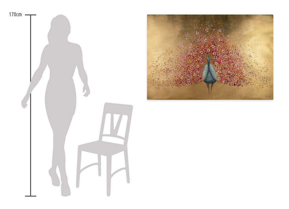 ÖLGEMÄLDE 120/80 cm - Pink/Goldfarben, Holz/Textil (120/80cm) - KUNSTLOFT