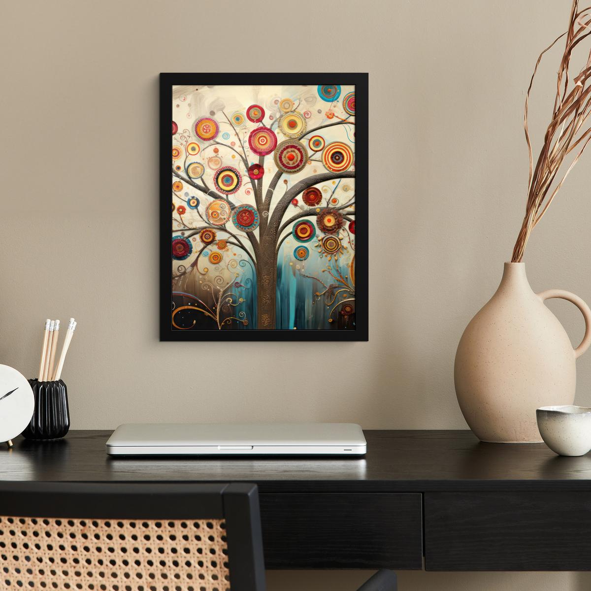 POSTER MIT RAHMENGERAHMTES BILD Baum - Baum des Lebens - Farbe Bilderrahmen 30x40 cm - Braun, Papier (30/40cm) - MuchoWow