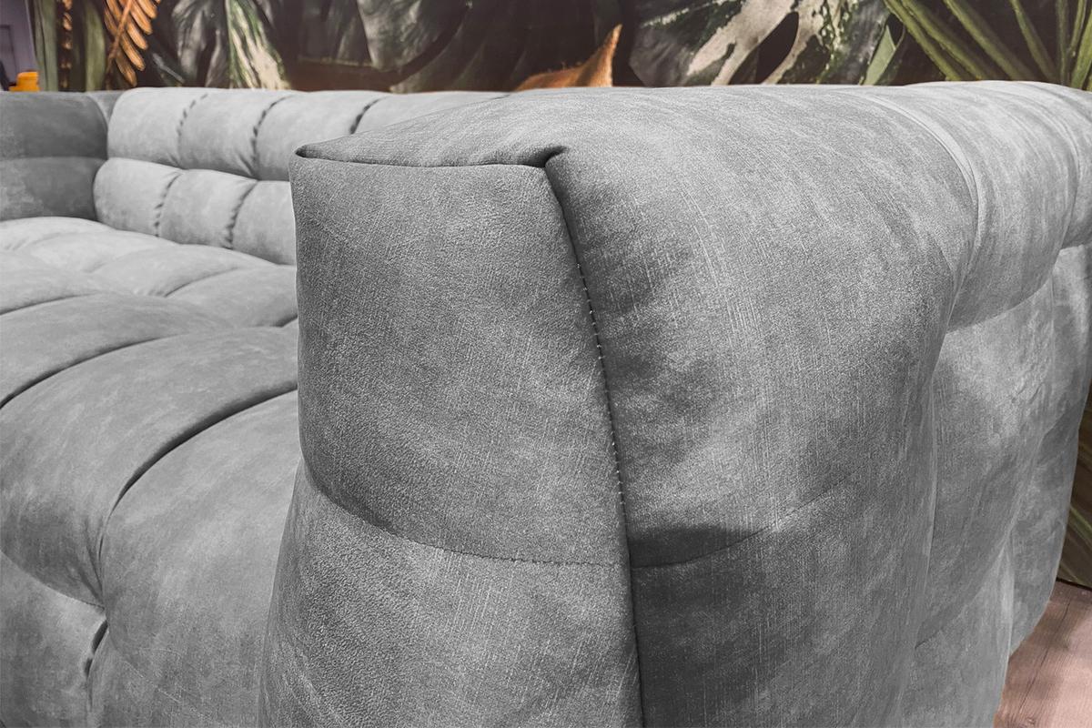 SOFA RIO Hellgrau Velvet - Hellgrau/Schwarz, Textil (236/68/105cm) - KAWOLA