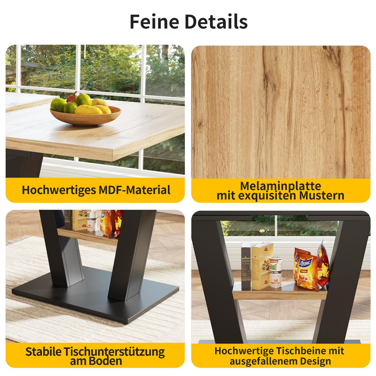 ESSTISCH Schwarzes und natürliches Holz 157/70/75 cm - Weiß, Holz/Metall (70/157/75cm) - Urban Meuble