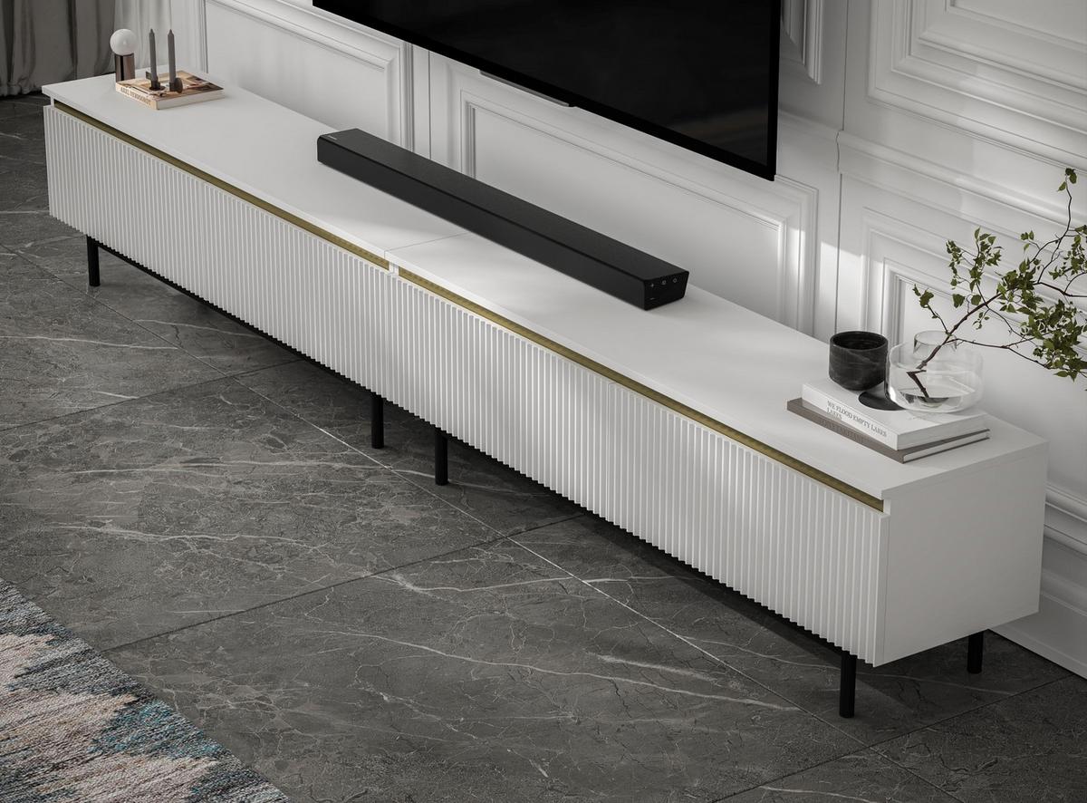 TV-LOWBOARD 2er-Set Selene Weiß matt 280 cm mit Metallrahmen - Schwarz/Weiß, Holzwerkstoff/Metall (280/44/35cm) - Meble Lindner