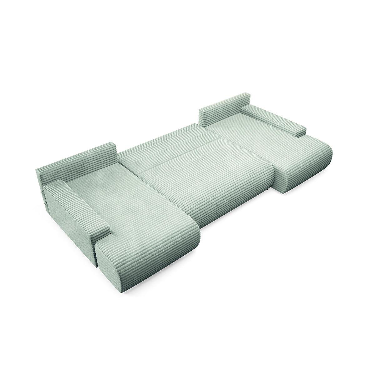 PANORAMASOFA Ivana 4 Sitzplätze Hellgrün - Grün, Holz (350/85/172cm) - Petits-meubles