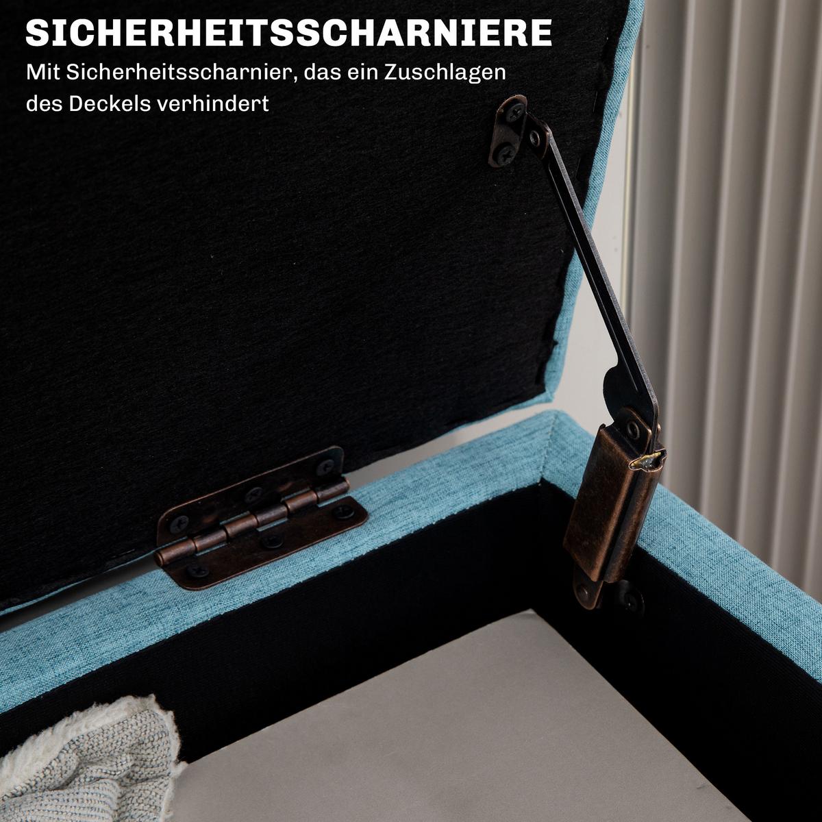 TRUHENBANK scandinavia Polyester Holz Blau - Blau, Kunststoff (39/45/110cm) - HOMCOM