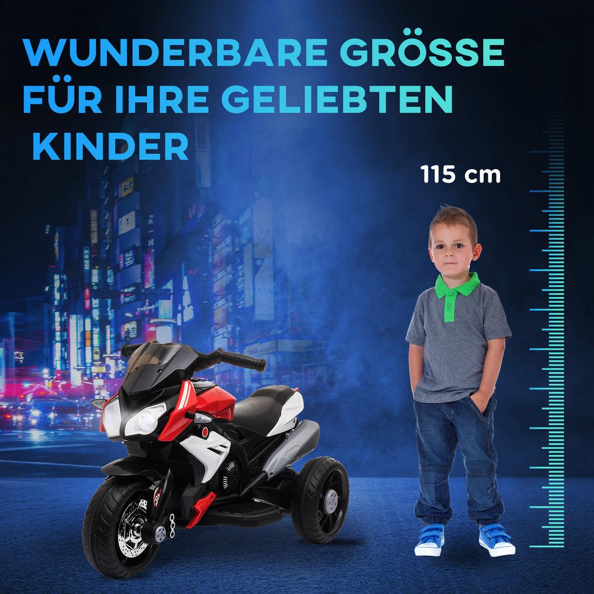 KINDER Elektromotorrad Kindermotorrad Kinderfahrzeug 3km/h - Rot/Schwarz, Kunststoff/Metall (86/42/52cm) - HOMCOM
