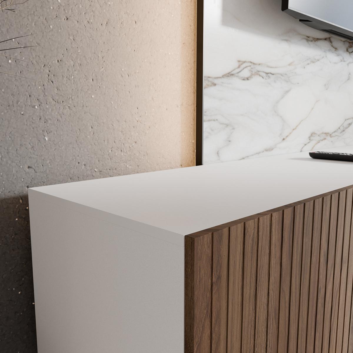 LOWBOARD LIVO 200/41/40 cm, Hängender TV-Schrank Weiß / Eichefarben - Eichefarben/Braun, Holzwerkstoff (200/41/40cm) - MASSENO