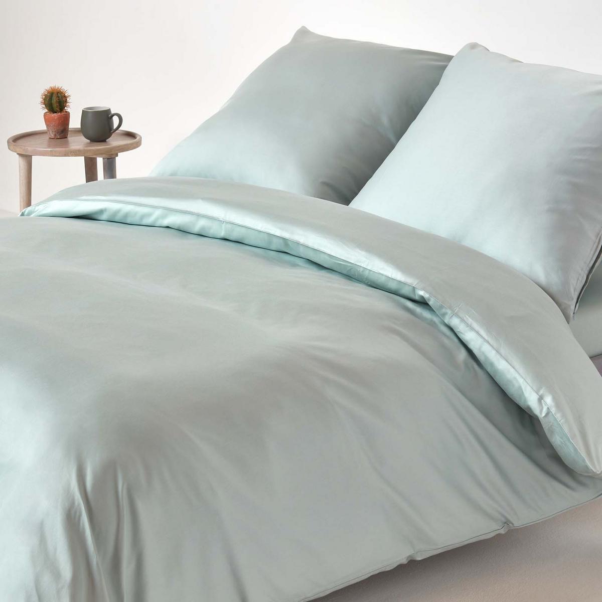 BIO-BETTWÄSCHE Satin Fadendichte 400 - Hellblau, Textil (155/220cm) - Homescapes