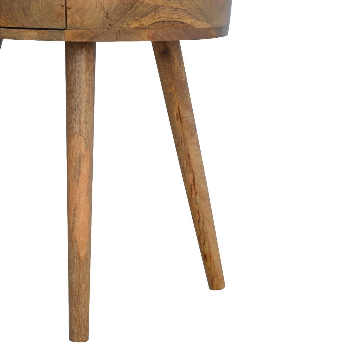 NACHTTISCH im Eichenholz-Finish, Rund geformter, 1 Schublade, Beige - Messingfarben/Braun, Holz/Metall (40/56/40cm) - Artisan Furniture