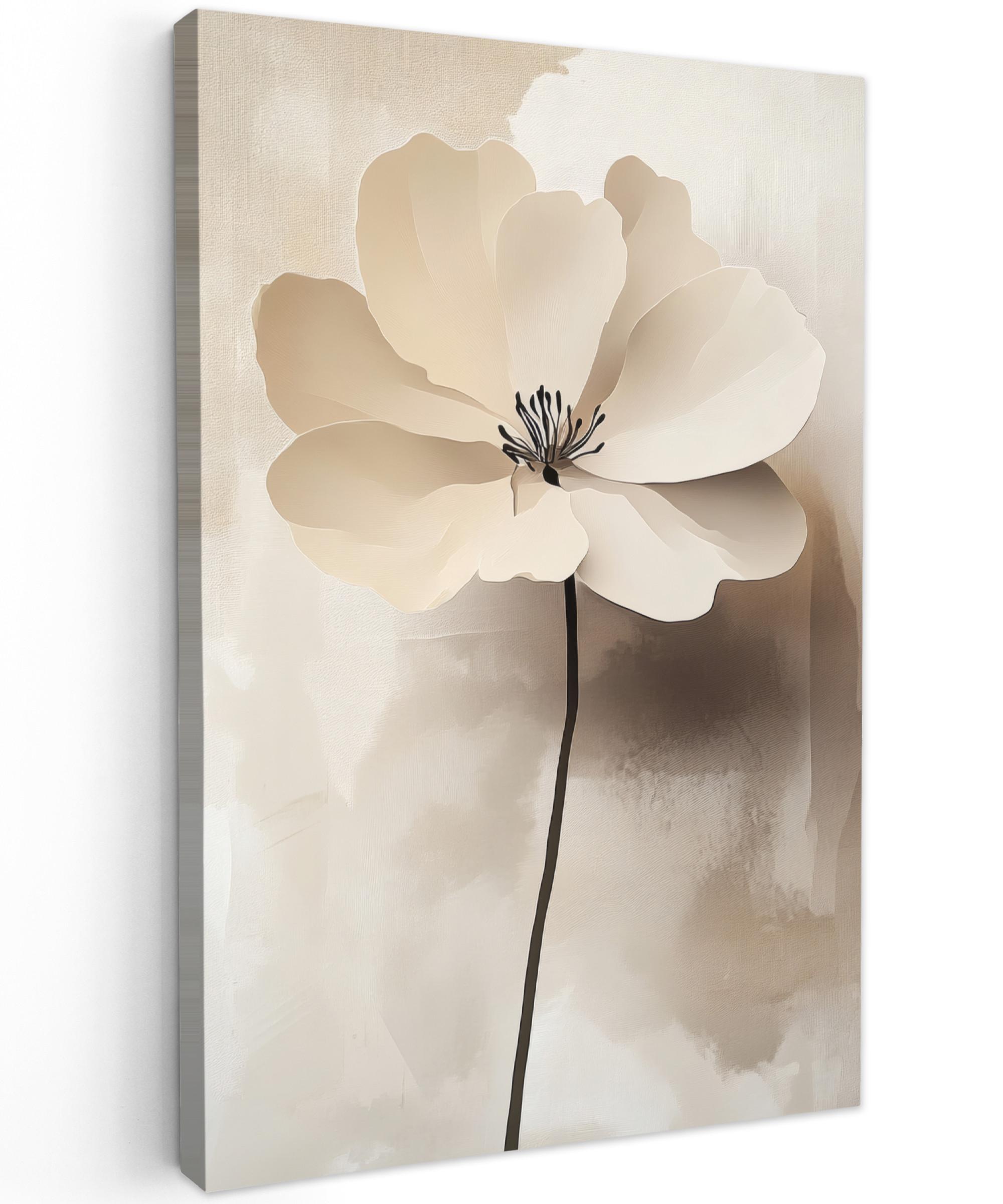 LEINWANDBILD Blume - Beige - Farbe - Schatten Deko Groß 90x140 cm - Creme, Textil (90/140cm) - MuchoWow