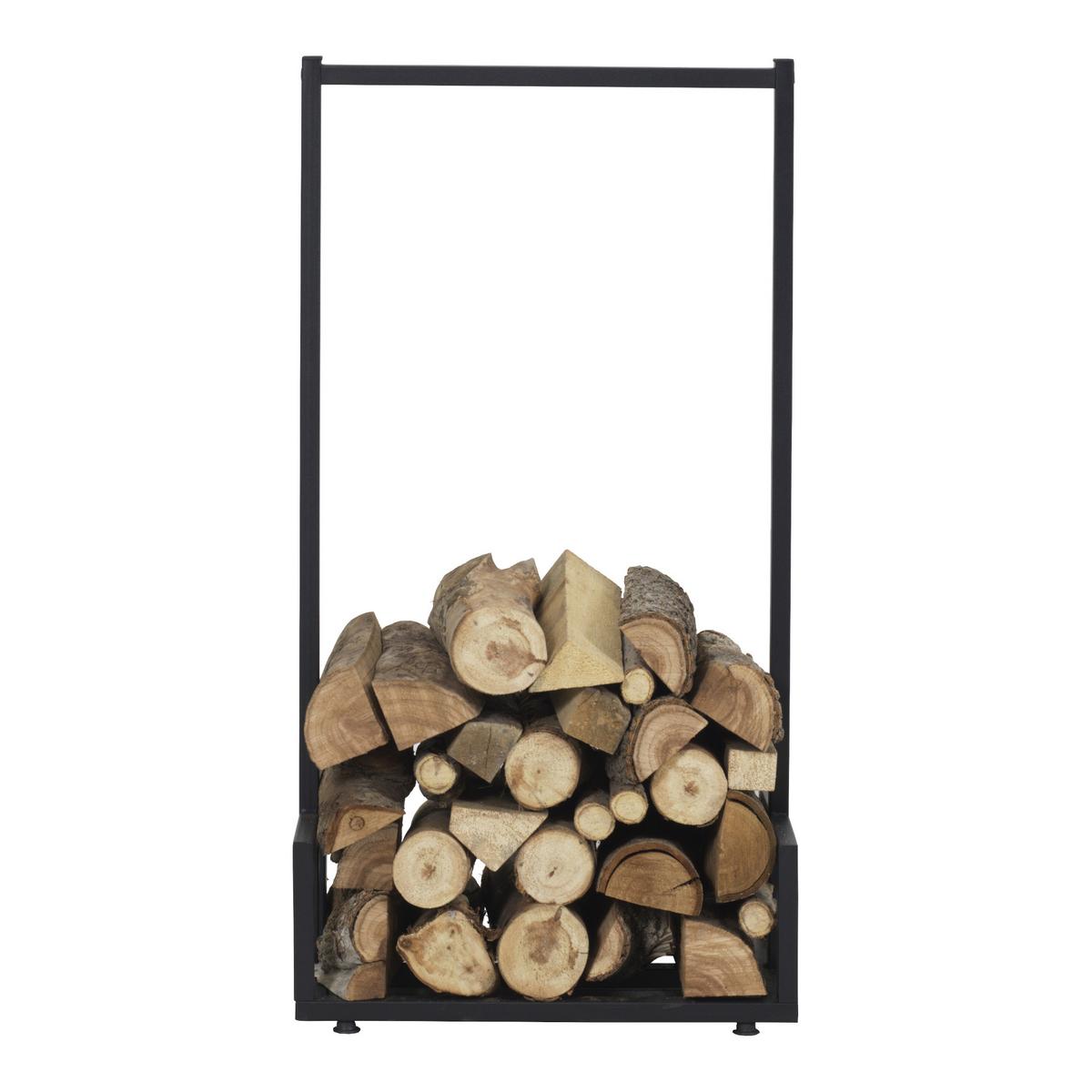 KAMINHOLZREGAL Thisted - Schwarz, Metall (50/95/35cm) - [en.casa]