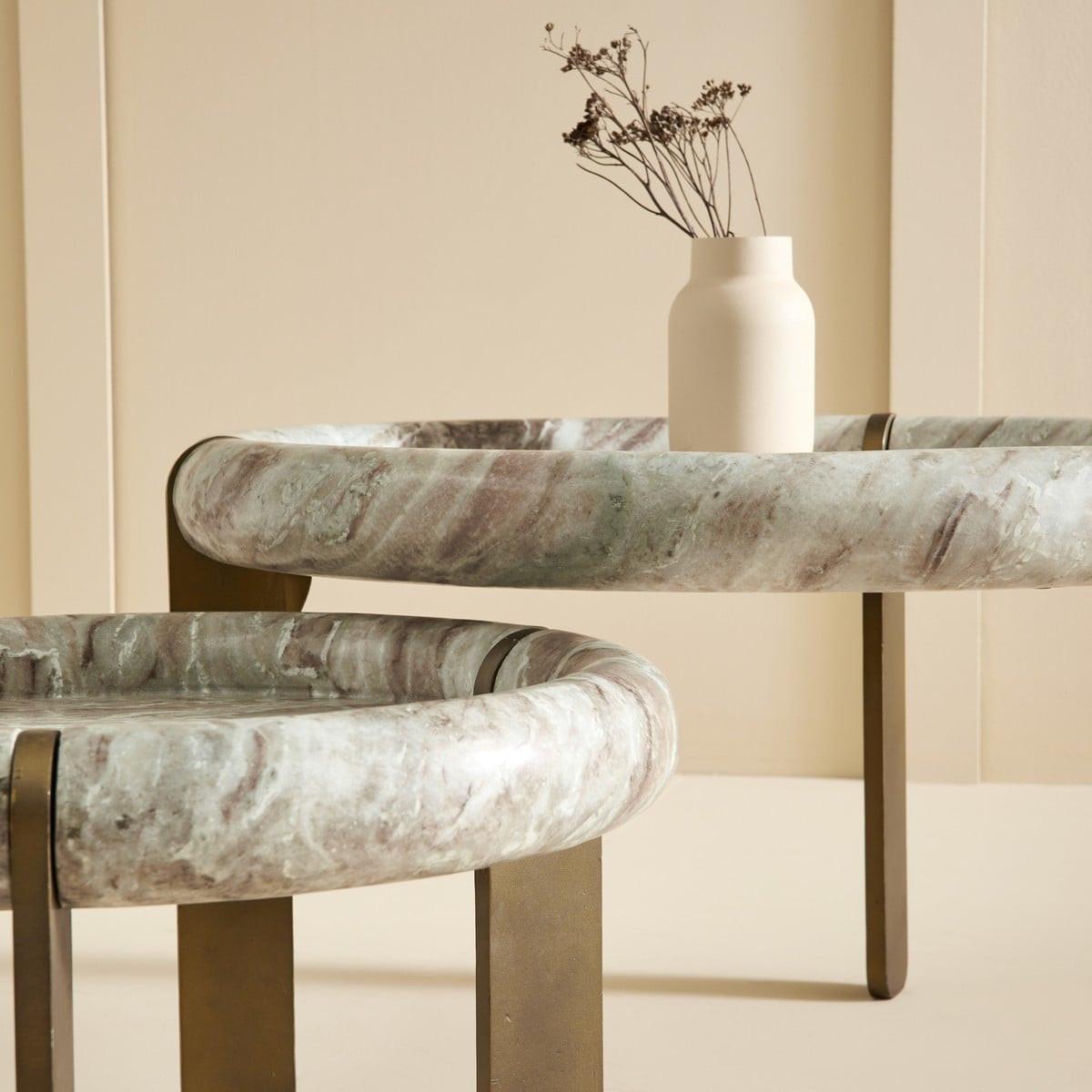 COUCHTISCH KLEIN marmor metall 60/60/40 cm - Beige, Naturmaterialien (15/60/40cm) - Signature