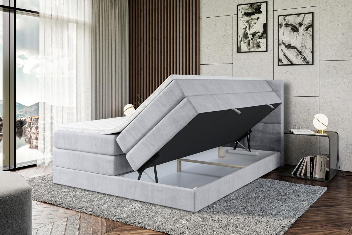 BOXSPRINGBETT ARDENI KING - 140x200 - H3/H4 - Hellgrau - Hellgrau, Holzwerkstoff (140/200cm) - ALTDECOR
