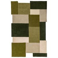 WOLLTEPPICH handgetuftet HALLEIN, Farbblöcke, Erdtöne-Grün, 200 x 290 cm - Grün, Textil (200/290cm) - KADIMA DESIGN