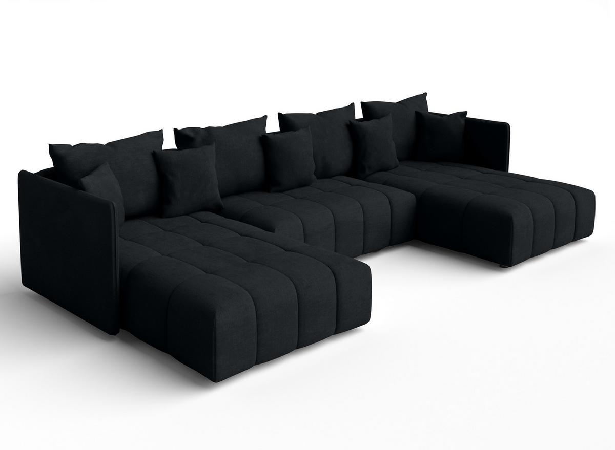 WOHNLANDSCHAFT Mersino Anthrazit 353/180/83 cm – Wohnlandschaft fürs Wohnzimmer - Schwarz, Kunststoff/Textil (353/83/180cm) - AX Living