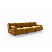 MODULSOFA LAYLA Gelb Velvet - Gelb/Schwarz, Buchenholz/Textil (274/74/99cm) - KAWOLA