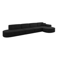 ECKSOFA Ottomane Rechts MARI-L3 - 413x171x79 cm Schwarz Velours - Schwarz, Holzwerkstoff/Kunststoff (171/413cm) - ALTDECOR