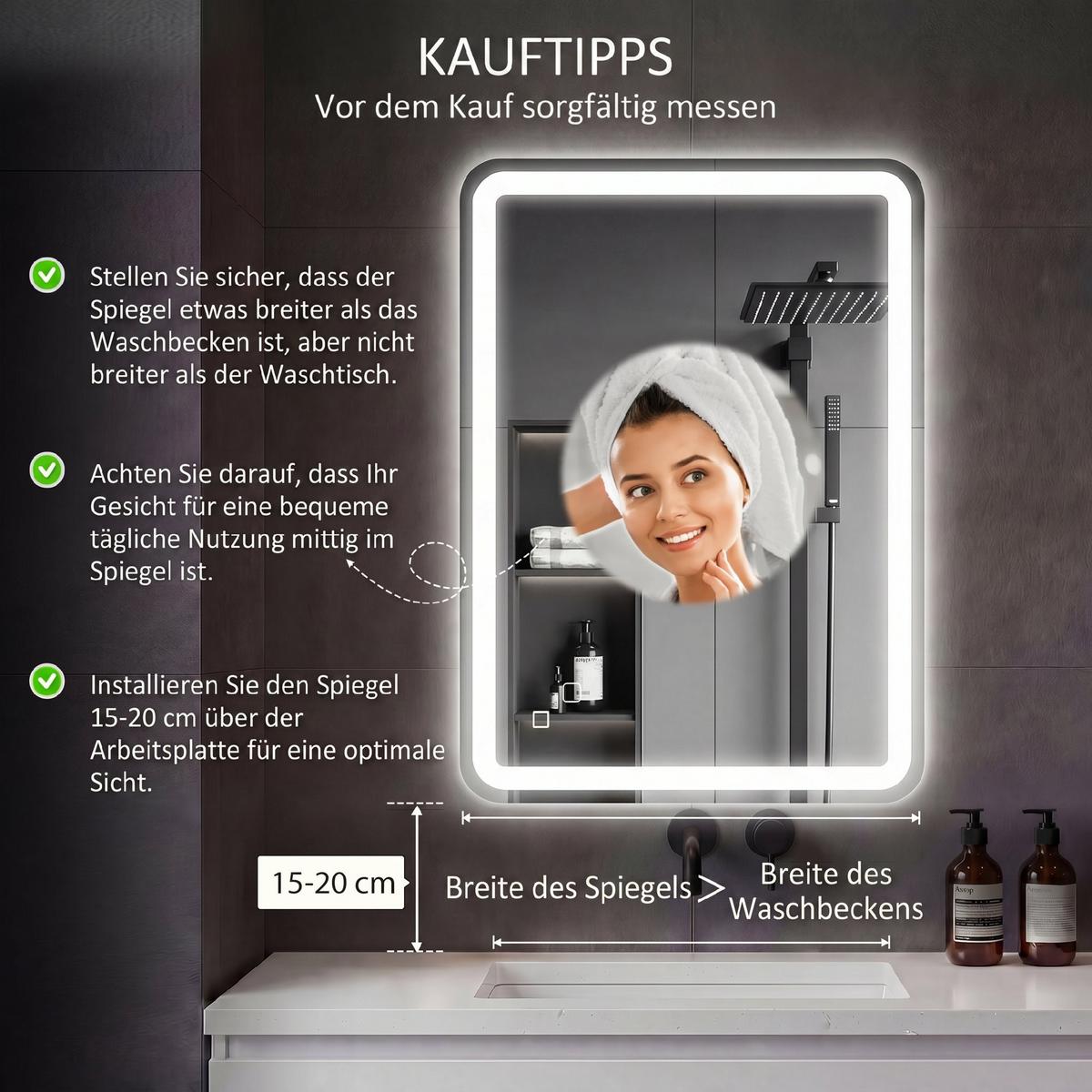 BADSPIEGEL Hartglas Silber - Silberfarben, Glas (4/100/70cm) - HOMCOM