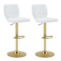 BARHOCKER 2ER-SET aus Kunstleder in Weiß und Gold, höhenverstellbar und 360° drehbar - Weiß, Leder (52/62/45cm) - Urban Meuble