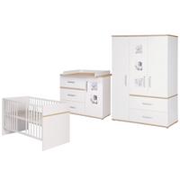 BABYZIMMER-SET Pia mit breiter Wickelkommode 3-teilig - Weiß, Holzwerkstoff (76/81/142.5cm) - Roba