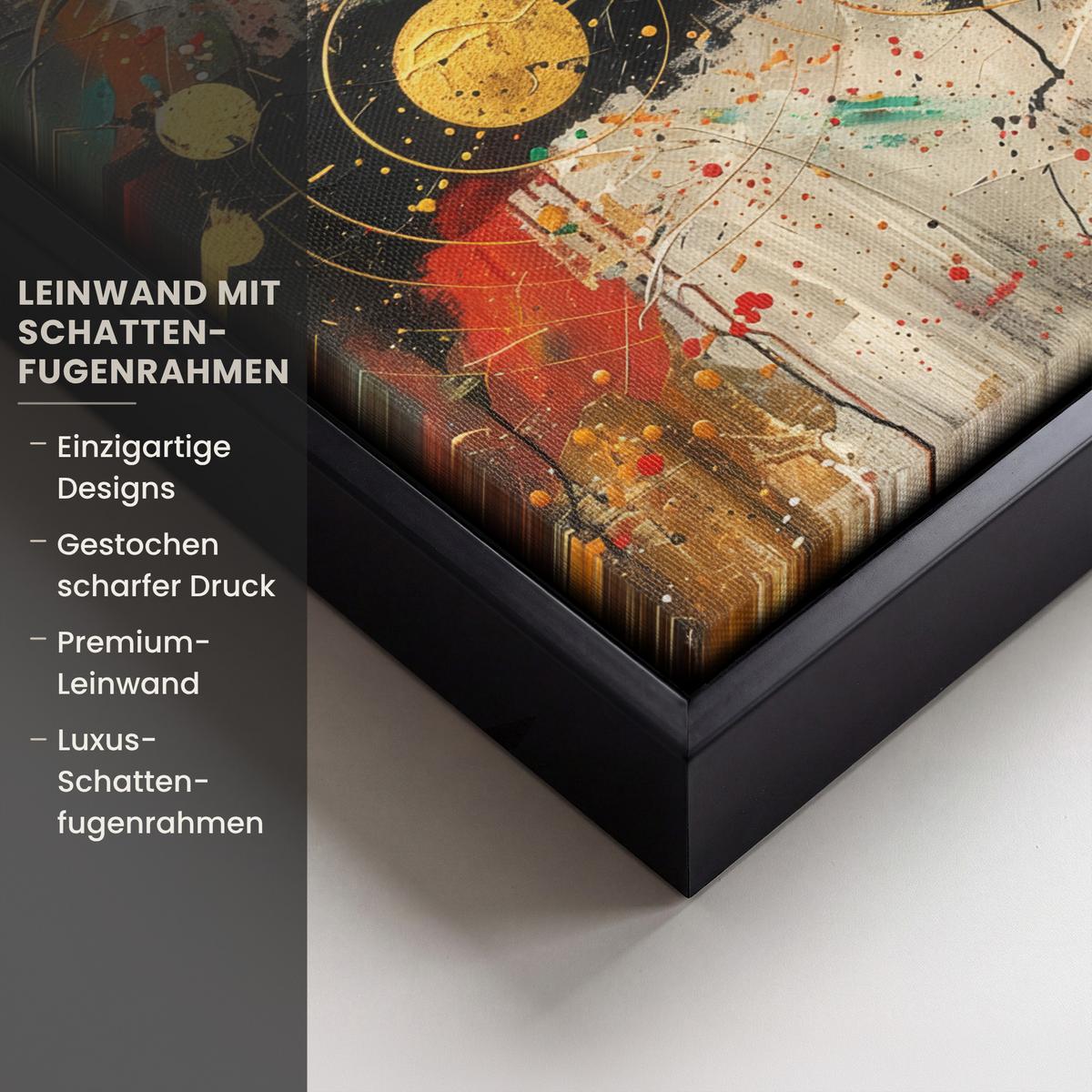 LEINWAND Bilder mit Rahmen - Abstrakt - Kunst - Gold - Modern - 30x20 - Multicolor, Textil (30/20cm) - MuchoWow