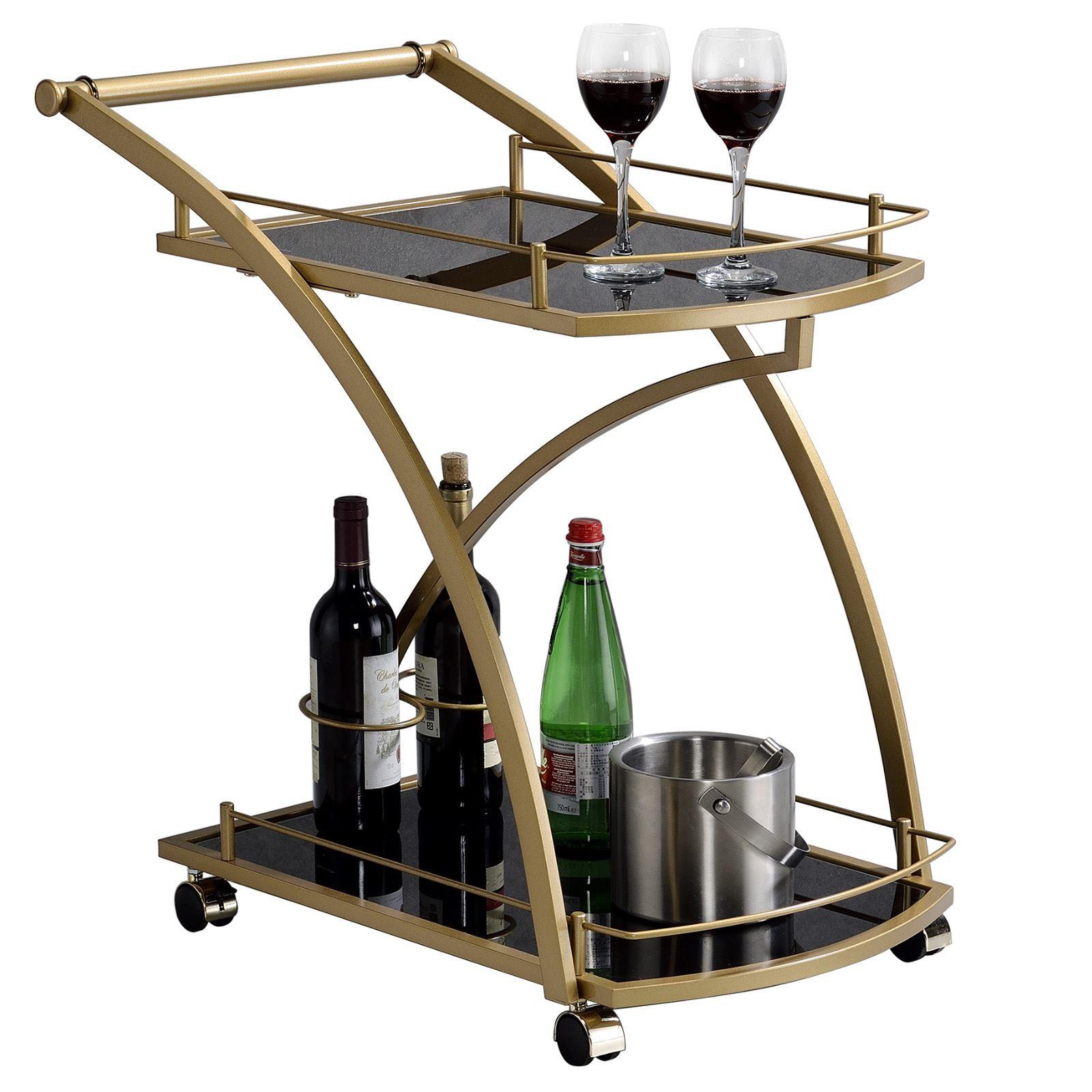 SERVIERWAGEN EVO schwarz/gold - Goldfarben/Schwarz, Glas/Metall (66/73/46cm) - IDIMEX