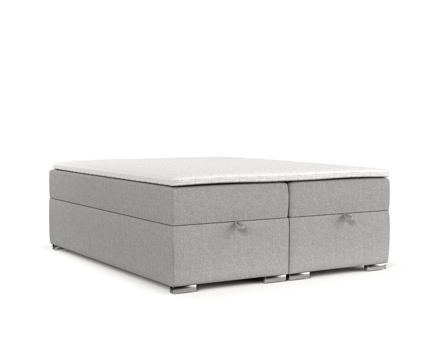 BOXBETT Reto 180/200 cm Graubeige im Megan Stoff - Chromfarben/Grau, Holz/Holzwerkstoff (180/200cm) - AltaBeds
