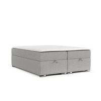 BOXBETT Reto 180/200 cm Graubeige im Megan Stoff - Chromfarben/Grau, Holz/Holzwerkstoff (180/200cm) - AltaBeds