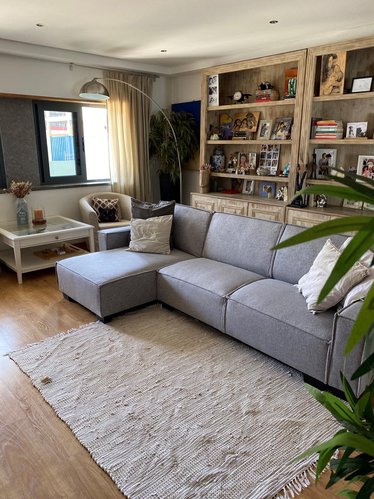 ECKSOFA Polsterbezug Hellgrau linksseitig Romedal - Hellgrau, Textil (290/173cm) - Beliani