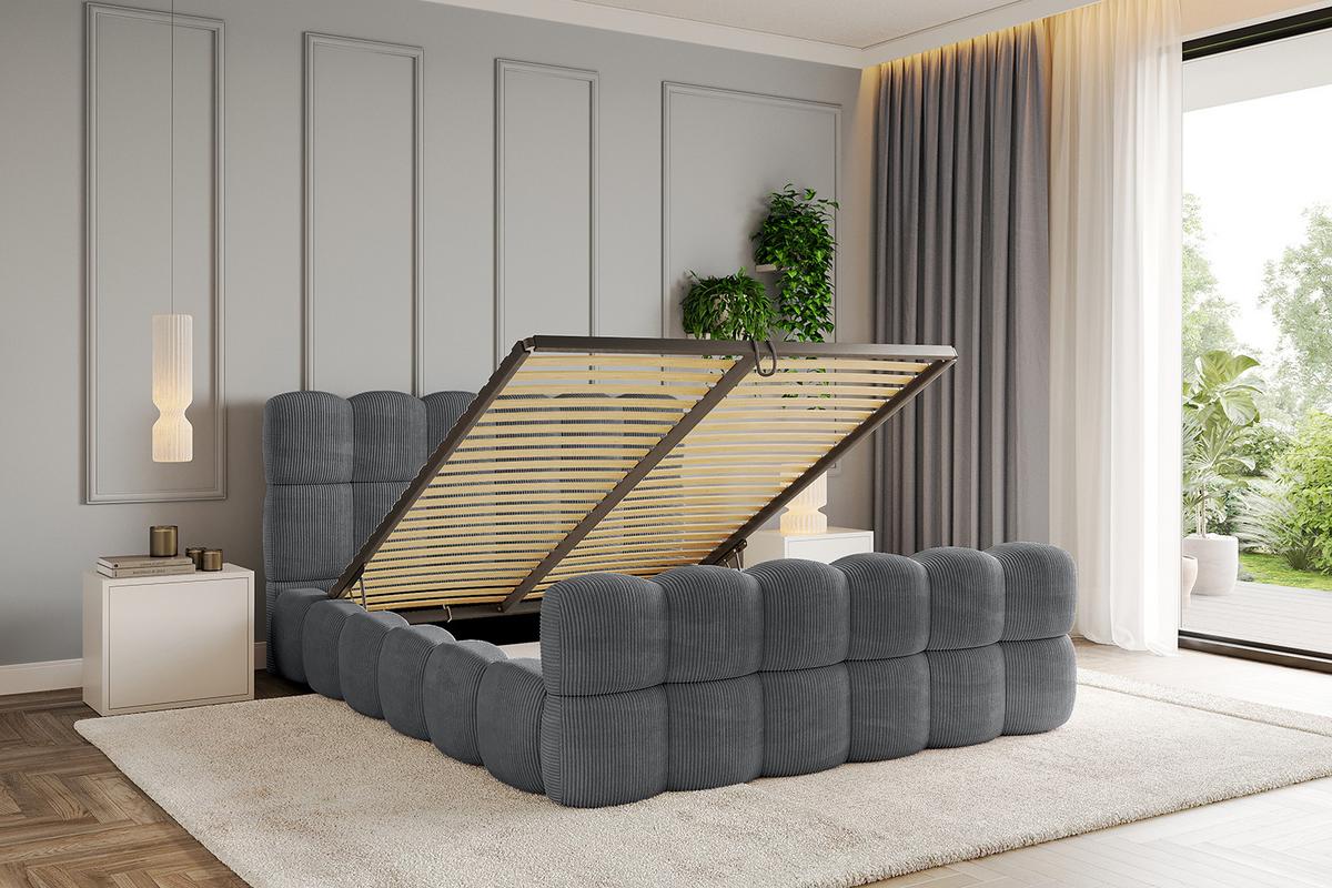 POLSTERBETT mit Bettkasten, Fußteil und Lattenrost, Boxbett ohne Matratze - LEYA-Z 180x200 Dunkelgrau - Anthrazit, Holzwerkstoff/Textil (180/200cm) - ALTDECOR