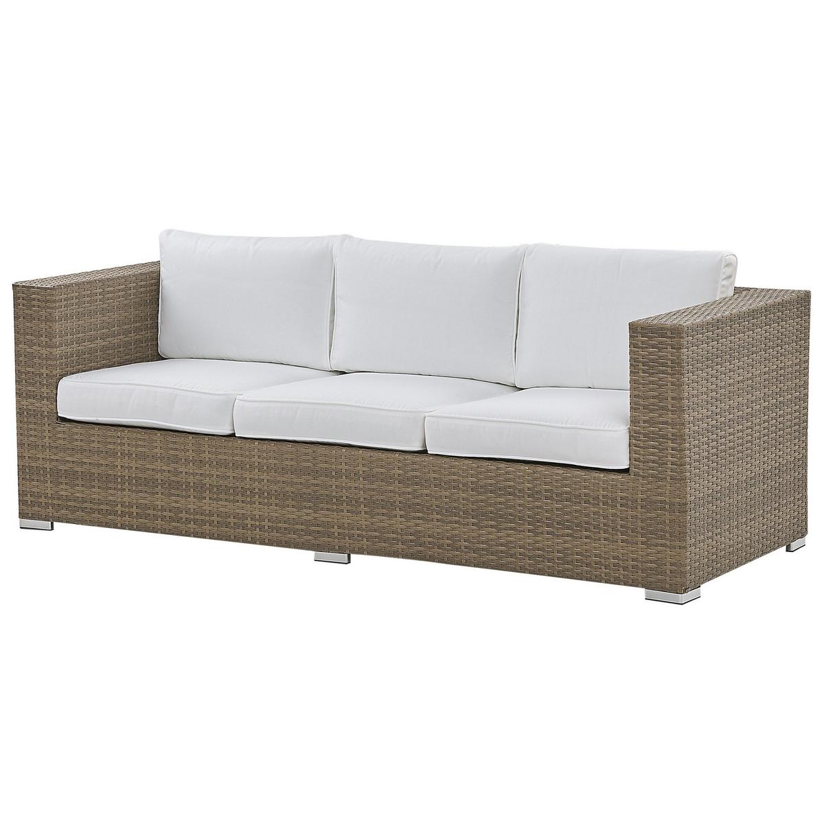 LOUNGE SET 5-Sitzer braun Auflagen weiß Belluno - Weiß, Kunststoff - Beliani