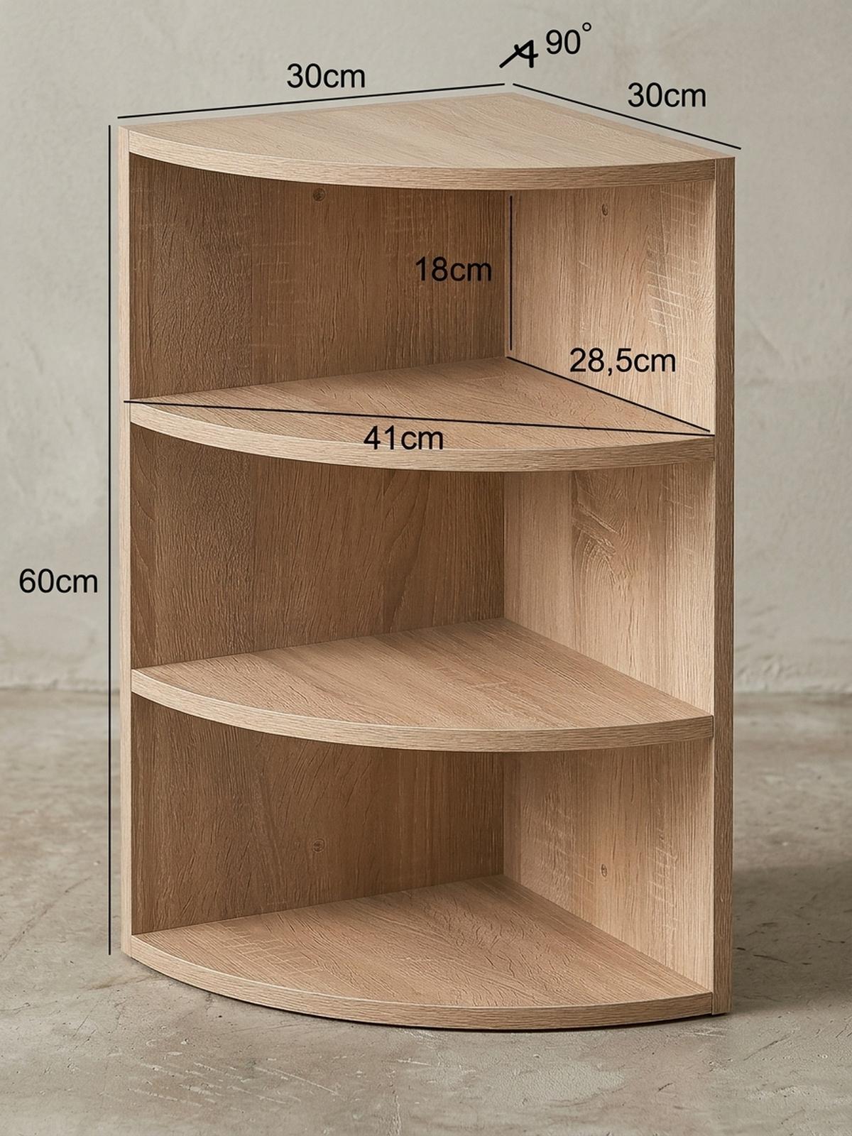 ECKREGAL NIDDA MDF Runder Front Modern, Beige 30x30x60 cm - Beige, Holz (30/60/30cm) - KADIMA DESIGN