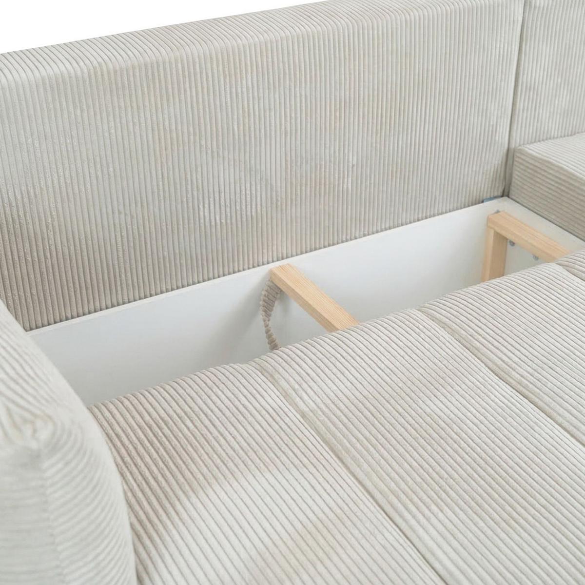 ECKSOFA Ontario Xs Mit Schlaffunktion - Weiß, Holzwerkstoff/Textil (154/226cm) - Fun Möbel