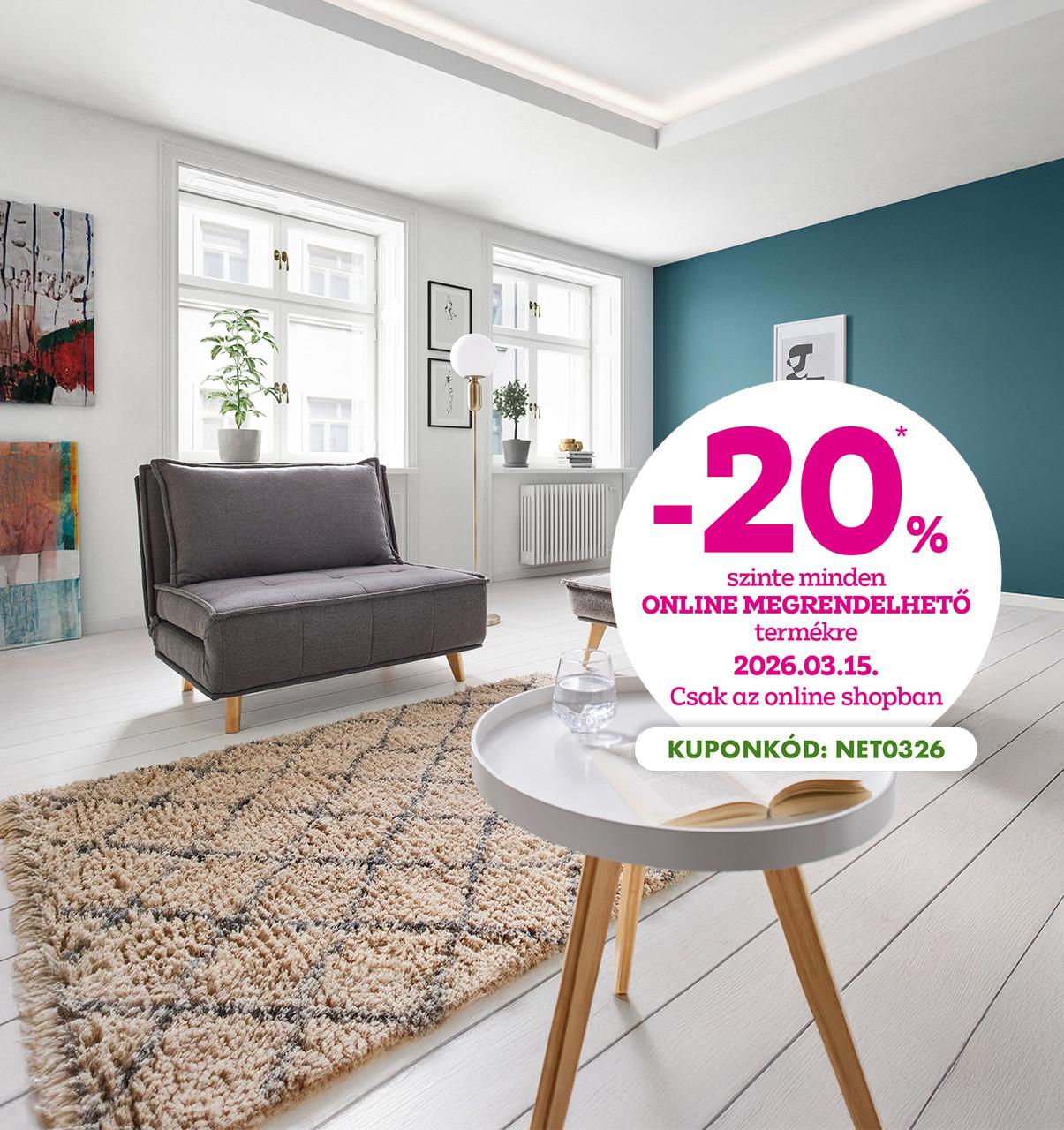 -20% szinte minden online megrendelhető termékre 2026.03.15-én csak az online shopban! A kedvezményhez használd a NET0326 kuponkódot!